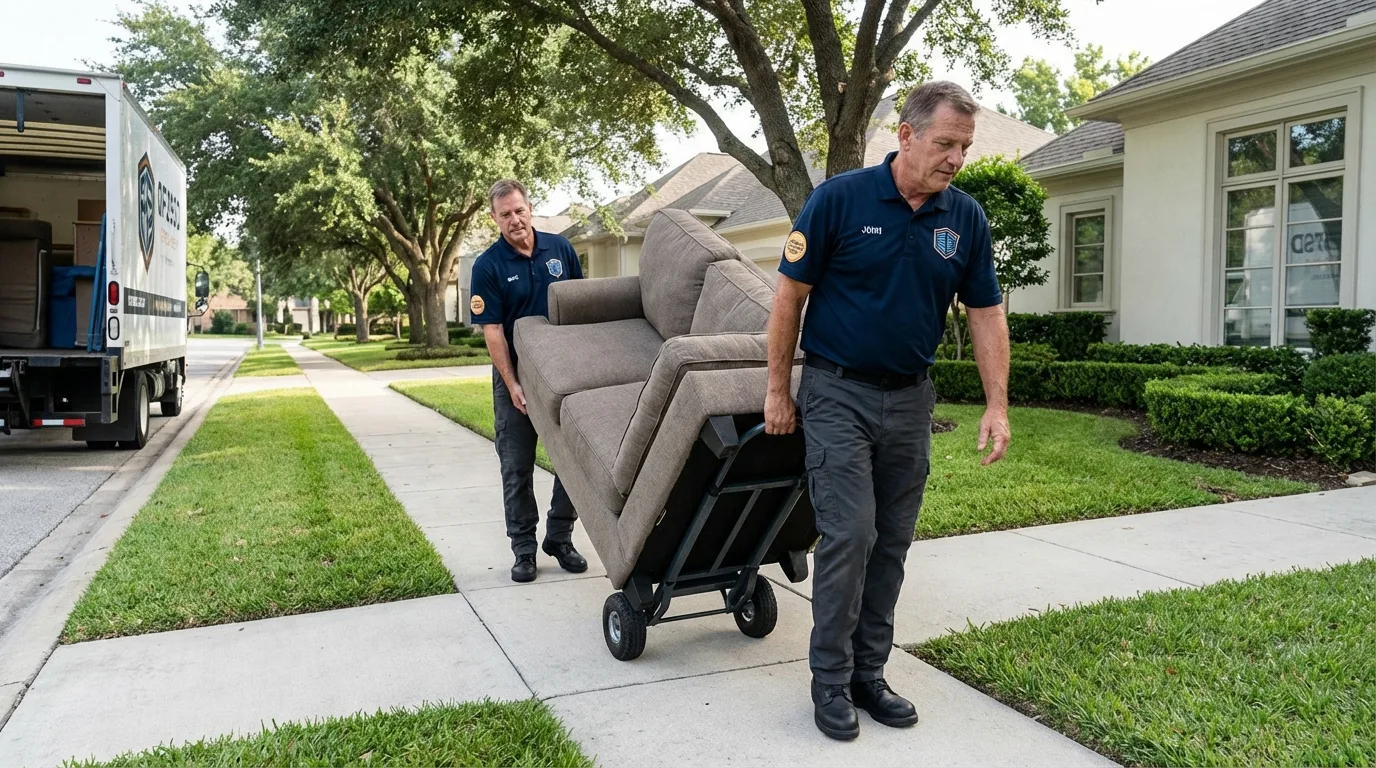 Local residential moving crew loading furniture in Hallstead, PA